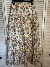 Odille Anthropologie Floral Multi Tiered Maxi Skirt Sz 2
