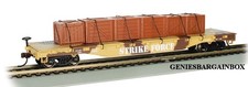HO Scale 52' U.S. ARMY FLAT CAR with CRATES LOAD Bachmann New in Box 18934