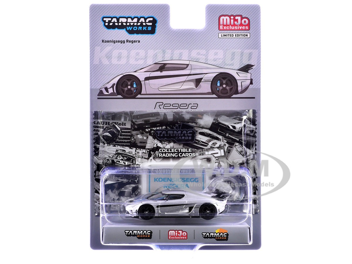 KOENIGSEGG REGERA SILVER W/CARDS 1/64 DIECAST CAR BY TARMAC WORKS