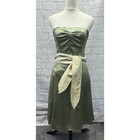 Coast Fit  Flare Satin Dress Sz 8 Green Bandeau Strapless Skater Wedding Party
