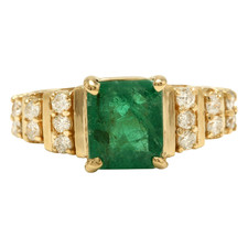 2.05Ct Natural Emerald Diamond 14K Solid Yellow Gold Ring