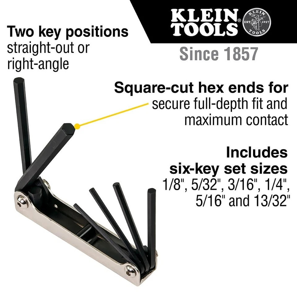 Klein Tools Folding Hex Key Set 6 Metric Sizes 3Mm To 10Mm Silver Wrench - Image 2 of 4