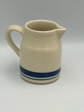 Roseville Pottery Creamer Pitcher Blue Stripe Friendship Pattern Ohio