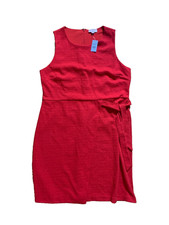NWT Loft Red Valentine Cotton Blend Wrap -Waist Dress  Size 14P