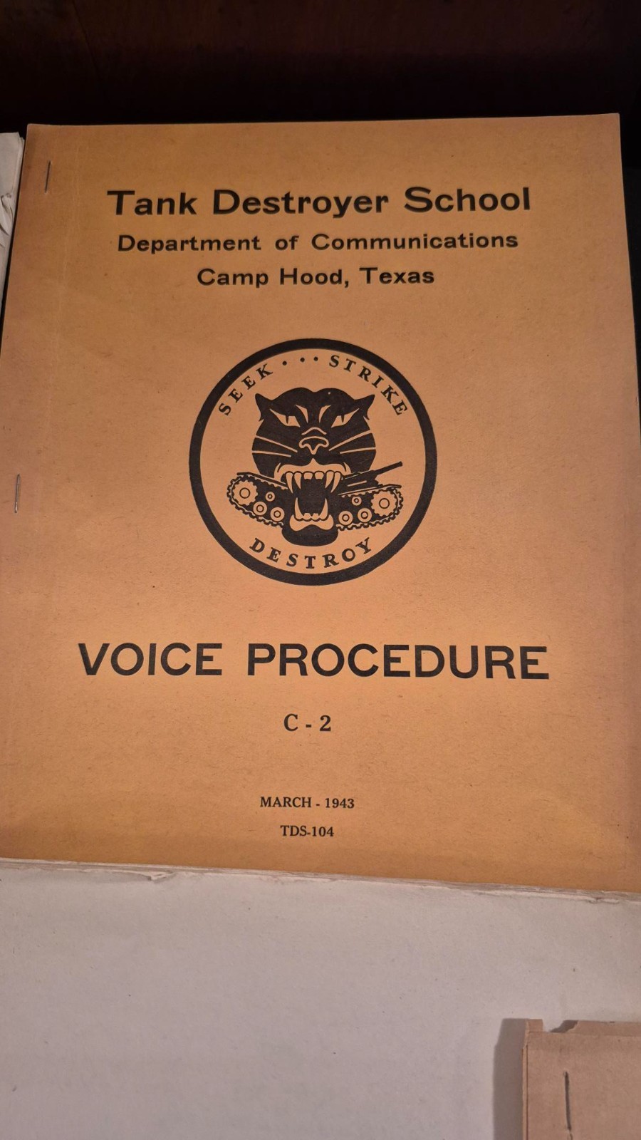 US WW2 Tank Destroyer Unit documents & Manual lot