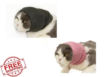 DDFS Cat Head Cover Hematoma Lightweight Snood Covers Ear Wrap for Cats Wine+...