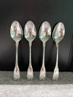 4 Reed & Barton Rebacraft Colonial Shell II Stainless Dinner Spoons Korea Flatwa