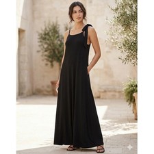 Cabi Black Maxi Dress Size S Halter Stretch Casual Sundress Capsule Resort