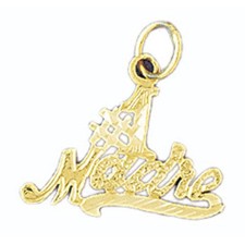 Number One Madre Charm Pendant 14k Gold 0.8 Grams 