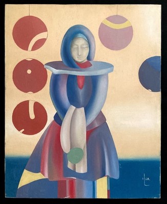 Original Gemälde ANONYME KÜNSTLERIN - FRAU IM KLEID - VOLKSKOSTÜM - ÖL/LEINWAND