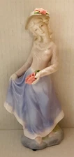 Greenbrier International Lady with Hat and Rose Lavender Dress Porcelain Style