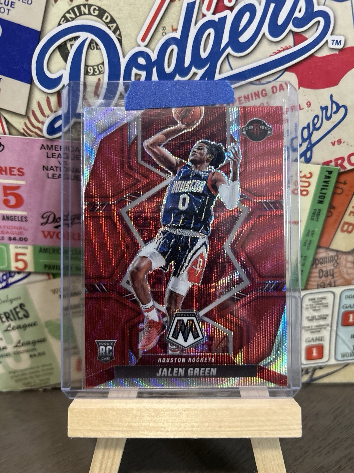 2021-22 Panini Mosaic Jalen Green Rookie Red Wave Prizm no. 206