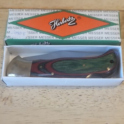 Herbertz Hunting Folding Blade Knife, Clip Point Plain Edge, Wood Handle