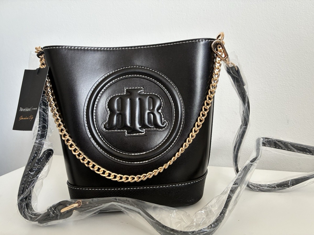 River Island BLACK BUCKET BAG crossbody shoulder new with tags