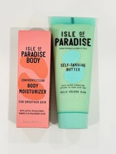ISLE OF PARADISE Set Of Self-Tanning Butter (Golden Glow)+Body Moisturizer New