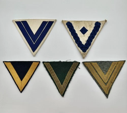 WW2 German Rank Chevron Military Patch, Lot of 5