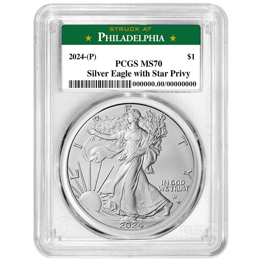 2024 (P) $1 American Silver Eagle Star Privy PCGS MS70