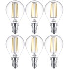 6 x Philips LED Filament Tropfen 4,3W = 40Watt E14 klar Kugeln 470lm warmweiß