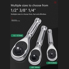 Socket Wrench Ratchet Handle Drive Quick Release Drive Set of 3 1/4" 3/8" 1/2"