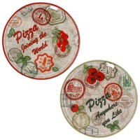 2Er Set Pizzateller Moskau & Rot GrüN Rot Ø33Cm Platte Xl-Teller Porzellan