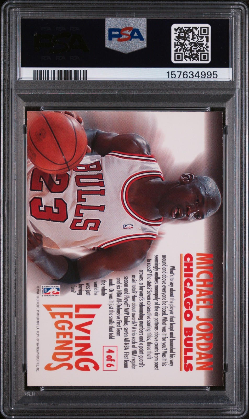 Michael Jordan PSA 7 NM 1993 Fleer Living Legends #4 view 2