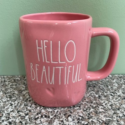 Rae Dunn by Magenta ''HELLO BEAUTIFUL'' Embossed with Hearts 16 oz