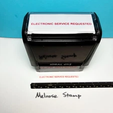 Electronic Service Requested Self Inking Rubber Stamp Red Ink Ideal 4913