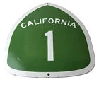 Vintage California State Route 1 Sign - Porcelain Highway Pacific Coast Gas Sign