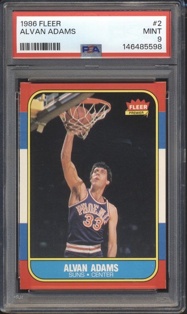 1986 Fleer Basketball Alvan Adams #2 PSA 9 SUNS MINT