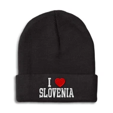 Beanies for Men I Love Slovenia I Love Winter Hats for Women Acrylic Skull Cap