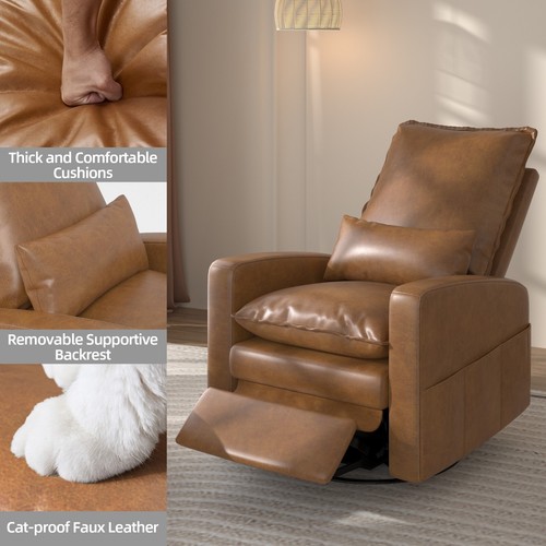 Power Swivel Glider Recliner Rocking Chair Nursery Upholstered Electric Sofa - Picture 13 of 21