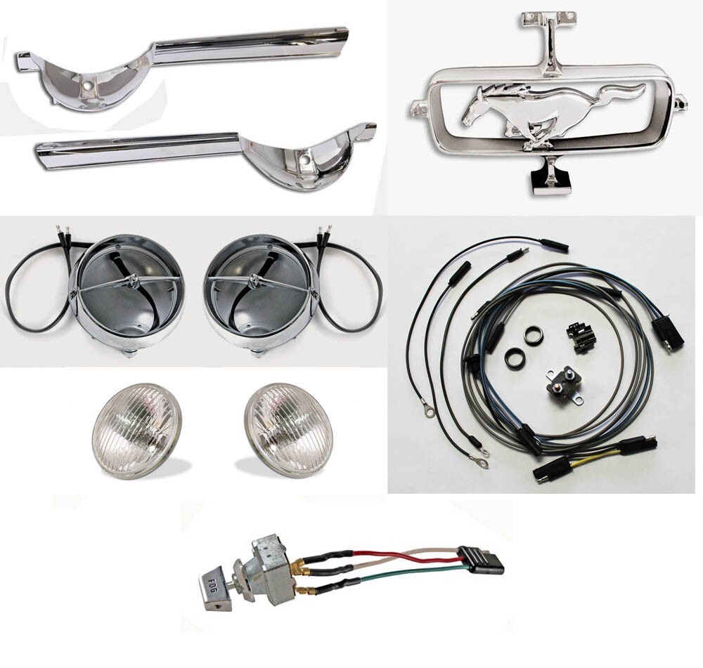 New! 1965 Ford MUSTANG GT Fog Light Kit w/ Switch, Bulbs, Horse