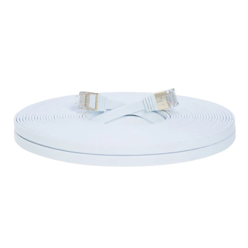 100FT CAT7 CAT 7 Flat Cable Shielded U/FTP LAN RJ45 Internet Router Patch White - Image 2 of 4