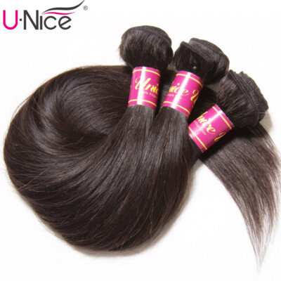UNice Peruvian Straight 3 Bundles Human Hair Extensions With  display picture 2