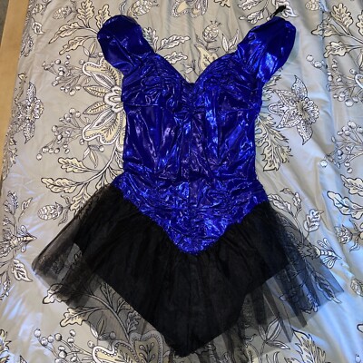 Halloween ROBERTA costume tutu Cosplay Blue metallic ballet Skater Dance Sexy