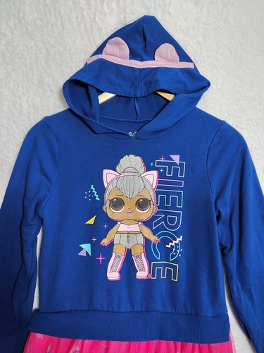 LOL Surprise-Girl's Blue/Pink Sparkle Hooded Dress Size XL (14/16) - Picture 2 of 11