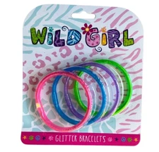 12 Piece Wild Girl 6" Liquid Super Glitter Colorful Bracelet (4 Per Pack ) .