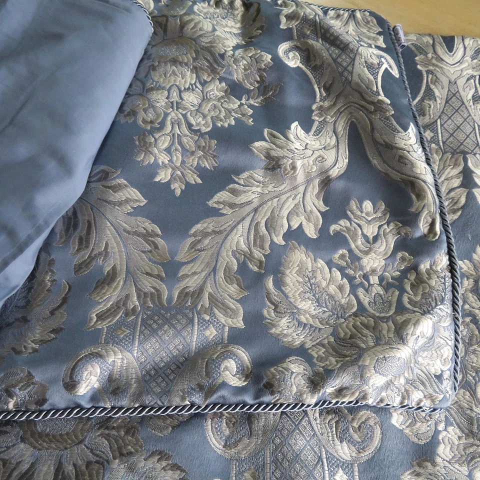 Funda Nórdica 2 Fundas Plata Azul Pipping Doble Completo Reversible Satén Edredón 82x80 Foto 2 de 4