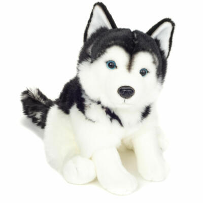 Teddy Hermann Husky sitzend Kuscheltier Stofftier Plüschtier Hund Grau Weiß 30cm