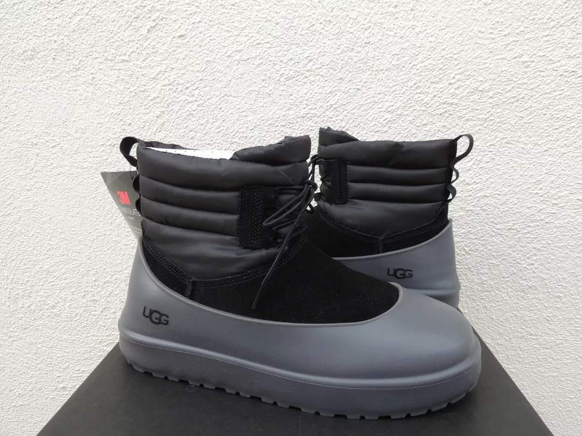 UGG BLACK CLASSIC MINI LACE UP WEATHER WINTER BOOTS MEN US 7 EUR
