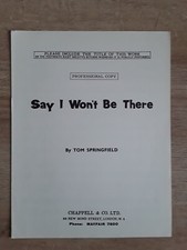 The Springfields  -  Say I Wont Be There  -  Sheet Music