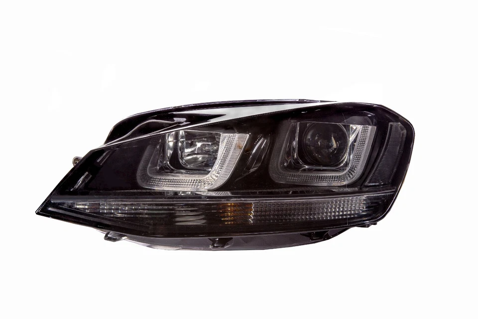 VW Golf Mark 7 2012-2016 Black DRL 3D U Shaped LED Lightbar Headlights - Image 4 of 4