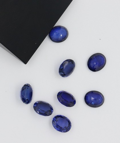 Blue Sapphire Oval Lab Created Corundum Faceted Synthetic Loose Gemstone AllSize - Picture 8 of 24