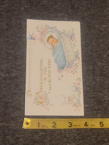 Vintage Congratulation on NEW BABY Greeting Card with Envelope - Picture 12 of 12