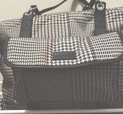 Vintage Ralph Lauren Plaid Houndstooth 2 Bags-Travel Bag, Attachable  Small Bag