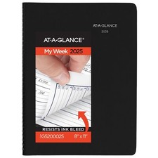 AT A GLANCE 2025 Weekly Appointment Book Planner 8x11 Black Wire Bound