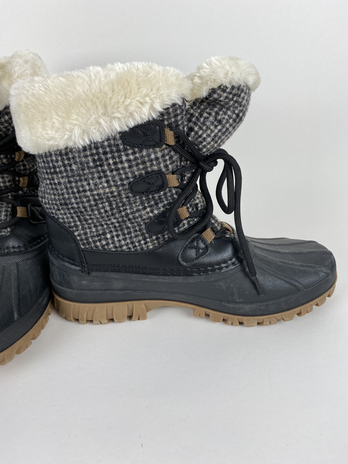 Storm by Cougar Size 9 Black Waterproof Camp Winter Boot Faux Fur, Fabric Check