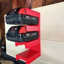 Fits Milwaukee M18 Four Battery Wall Mount Holder Red 1 Organizer
