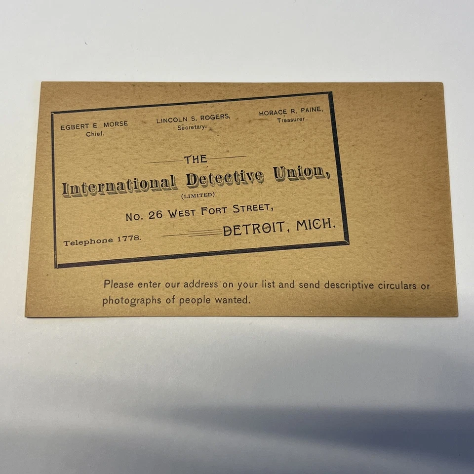 US SC UX9 Dark Buff Detroit MI 1-31-90 8:30PM Preprint INT Detective Union #A67 - Image 2 of 2