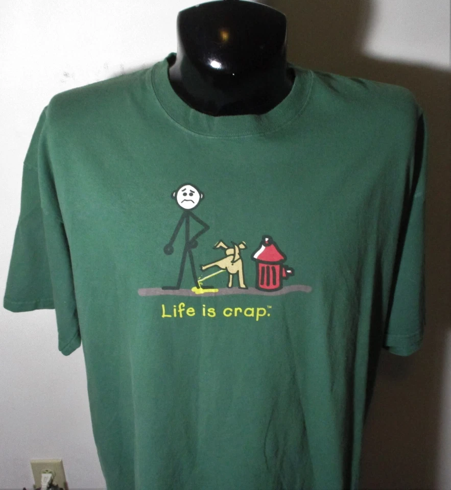 LIFE is CRAP Green Short Sleeve T-Shirt Size XXL - Image 2 of 4